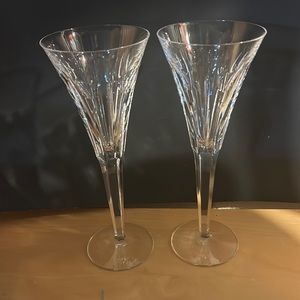 Waterford Millennium Love Toasting Flute Pair Old Signature Hearts